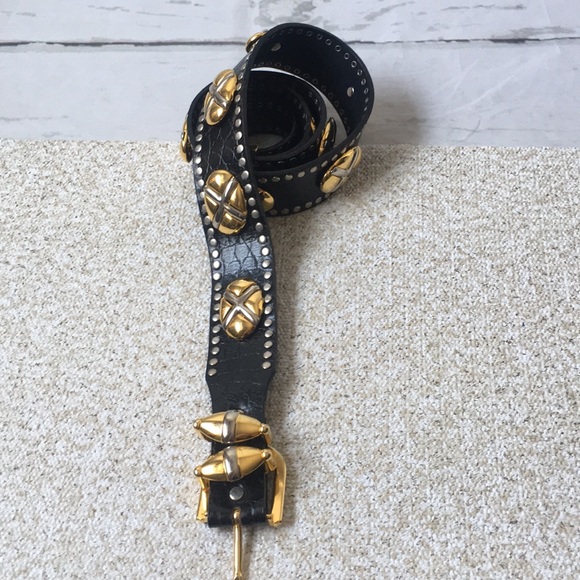 Vintage Other - Solid Brass Studded Moto Western Belt